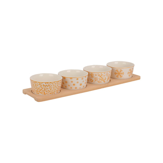 Set de servir con base y 4 cuencos de vidrio 1