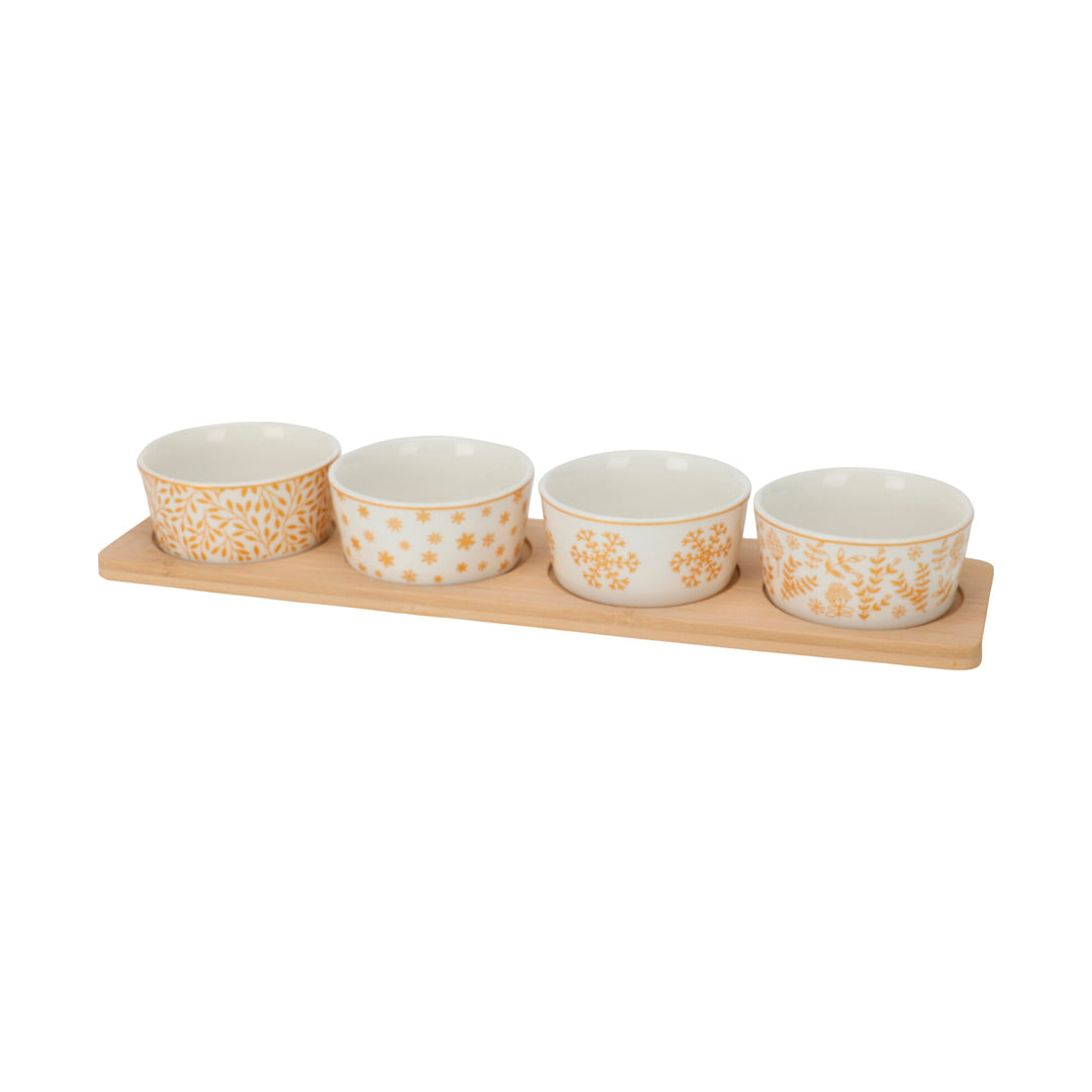 Set de servir con base y 4 cuencos de vidrio 2