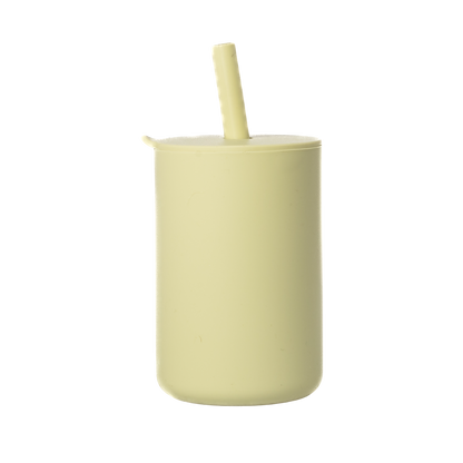 Vaso con tapa y pajita verde salvia 1