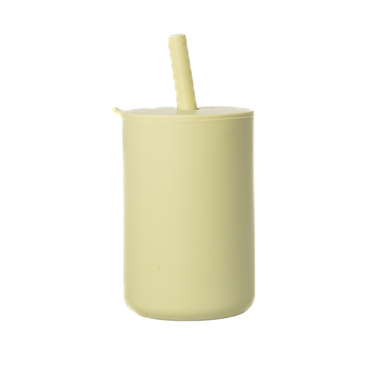 Vaso con tapa y pajita verde salvia 1