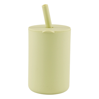 Vaso con tapa y pajita verde salvia 2