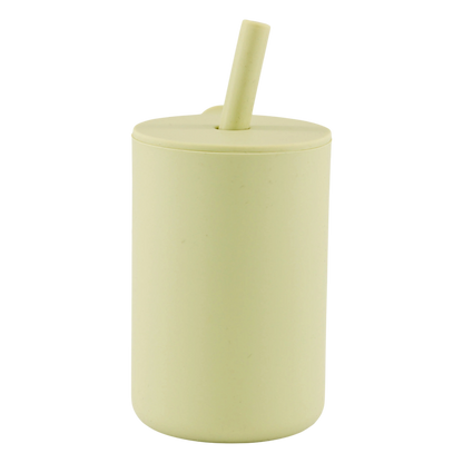 Vaso con tapa y pajita verde salvia 3