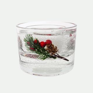 Vaso vela gel decoración acebo