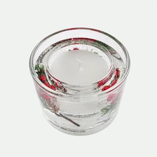 Vaso vela gel decoración acebo