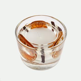 Vaso vela gel decoración canela-naranja